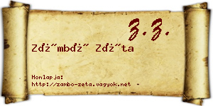 Zámbó Zéta névjegykártya